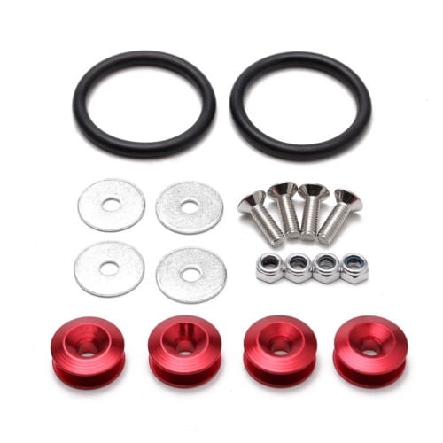 Red Quick Release Fasteners Set Screw Bolt Loop Ring Kit for Fender Trunk Bumper