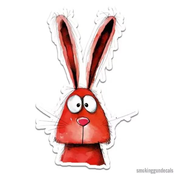 Red Rabbit Sticker Indoor Outdoor Phone Decal Water Bottle Stickers Car ...