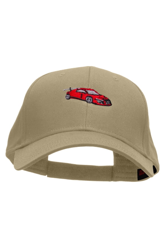 Red Race Car Embroidered Low Profile Cap - Khaki OSFM