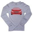 thumbnail image 1 of Red Race Car Unique Front View Silhouette Graphic Men's Long Sleeve Grey T-Shirt, 1 of 2