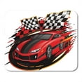 thumbnail image 1 of Red Race Speeding Racing Car Checkered Flag Racetrack Orange Fast Vehicle Mousepad Mouse Pad Mouse Mat 9x10 inch, 1 of 3