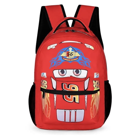 Red Racing Car Backpack with Spacious Compartments, Breathable Straps, Durable & Easy-Clean, Fun Cartoon Design, Multi-Pocket Travel Bag