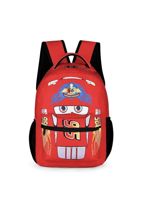 Red Racing Car Backpack with Spacious Compartments, Breathable Straps, Durable & Easy-Clean, Fun Cartoon Design, Multi-Pocket Travel Bag