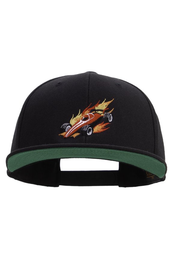 Red Racing Car Embroidered Wool Blend Prostyle Snapback - Black OSFM