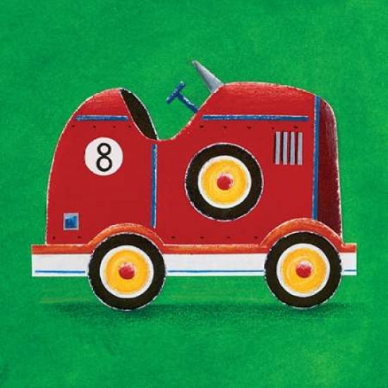 Red Racing Car - Number 8 Canvas Art - Simon Hart (24 x 24)