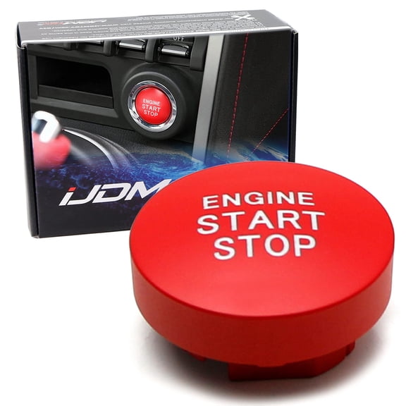 Red Racing Style Engine Push Start Button Replacement Cover, For Toyota Camry Sienna Prius Avalon RAV4 Mirai Corolla, etc w/OEM Light Illuminated Push Starter