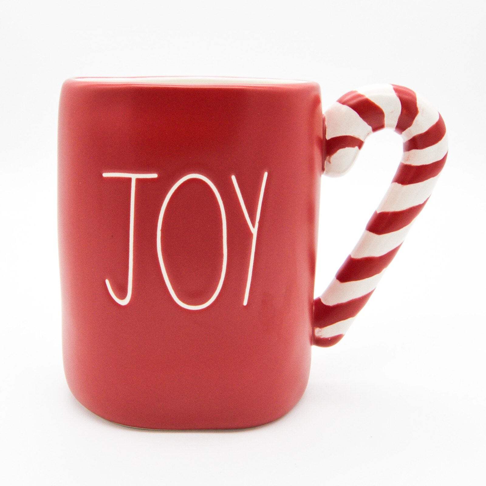 Red Rae Dunn Mug, JOY 16oz Ceramic Christmas Coffee Cup with Candy Cane ...