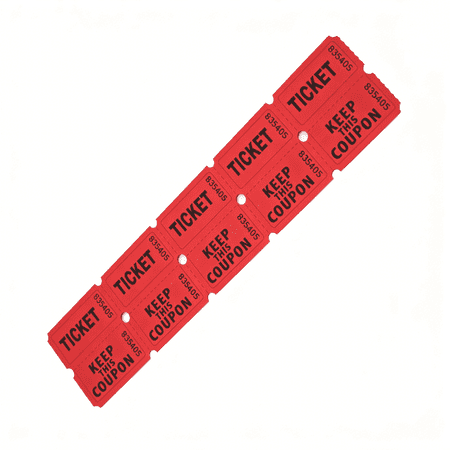 AB Max Red 50/50 Double Raffle Tickets Sheets - 200 Pairs (400 Pcs) Consecutively Numbered & Perforated, Ideal for School Events, Fundraisers & Carnivals