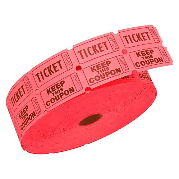 AB Max Red 50/50 Double Raffle Tickets Roll - 500 Pairs (1000 Total Stubs) Perforated, Perfect for Carnivals, Fundraisers & Events
