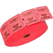 AB Max Red 50/50 Double Raffle Tickets Roll - 500 Pairs (1000 Pcs) Perforated, Perfect for Carnivals, Fundraisers & Events