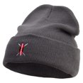 thumbnail image 1 of Red Raft Sign Embroidered 12 inch Acrylic Cuffed Long Beanie - Charcoal OSFM, 1 of 5