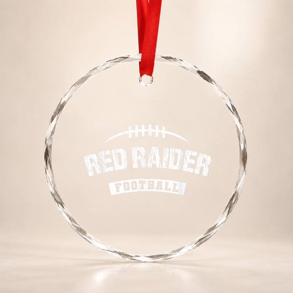 Red Raider Fulton Football Distressed HS Glass Ornament