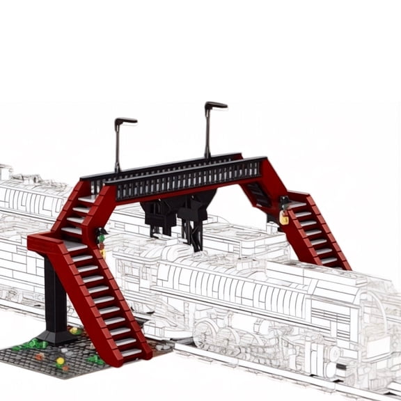 Red Railway Crossing Bridge Building Block Set | General Jim's Toys | GJ-RRC