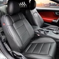 thumbnail image 1 of Red Rain Black Mustang Seat Covers Leather Seat Cover for Cars Customized Ford Mustang 2016 2017 2018 2019 2020 2021 2022 2023 10Pcs (Mustang-Black), 1 of 7