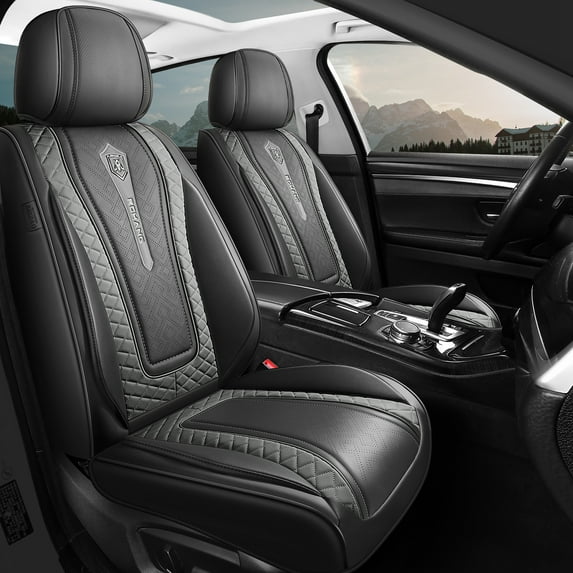 Red Rain Black and Gray Seat Covers for Cars 13Pcs Waterproof Leather (MK-Black+Gray)