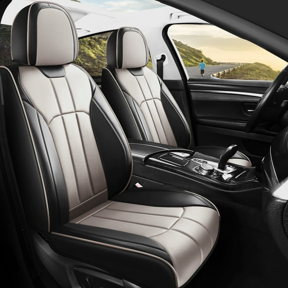 Red Rain Gray and Black Seat Covers Leather Seat Covers for Cars (Q-Gray+Black)