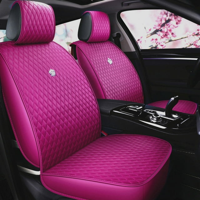 Red Rain Rose Pink Seat Covers Full Set Luxury Leather Auto Seat Covers ...