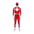 thumbnail image 1 of Red Ranger Costume Superhero Cosplay Warrior Jumpsuit Full Body Spandex Bodysuit Halloween Dress Up Party Outfit for Adults Men Power Ninja Ranger Battle Suit, 1 of 5