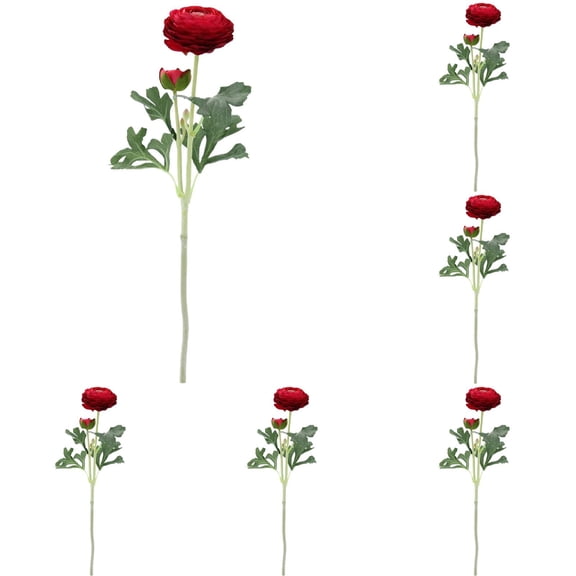 Red Ranunculus Artificial Flowers 6PCS Vintage Faux Ranunculus Flowers Silk Peony Flower Stem for Wedding Bouquets Party Home Table Centerpiece Arrangement(Red)
