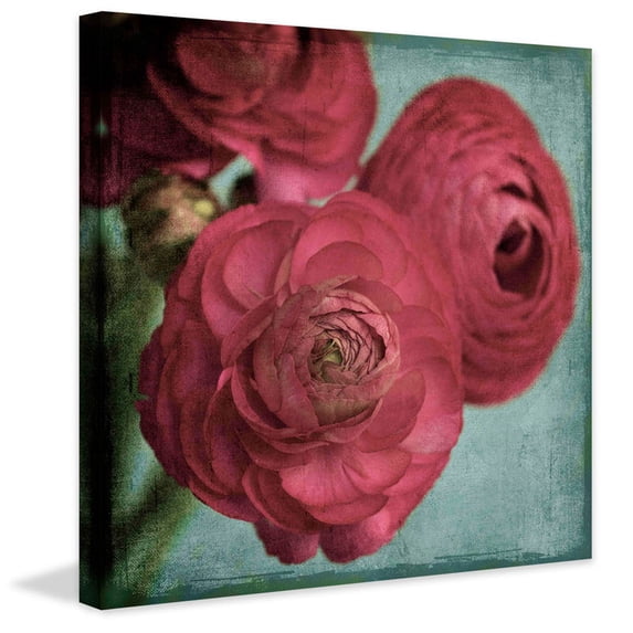 Red Ranunculus Painting Print on Wrapped Canvas