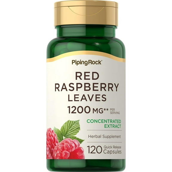 Red Raspberry Leaf Capsules | 1200mg | 120 Pills | Non GMO, Gluten Free Supplement | By Piping Rock