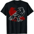 thumbnail image 1 of Red Raven Spooky Gothic Animal Forest Bird Black Crow T-Shirt, 1 of 5
