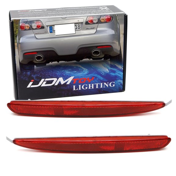 Red Rear Bumper Reflector Lens Replacement For 2003-2008 Mazda 6 4-Door Sedan, OE-Spec LH RH Assembly