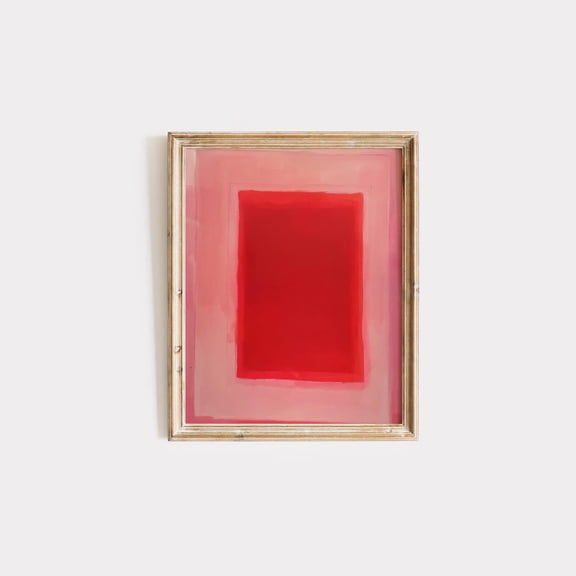Red Rectangle Abstract Print Modern Color Block Wall Art, Unframed Paper Print