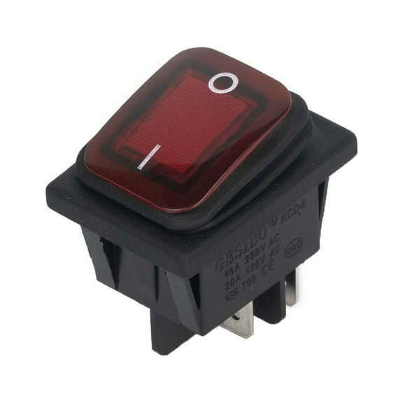 Red Rectangle Illuminated On-Off Waterproof Rocker Switch 20A Dpst Ip67 30*22Mm