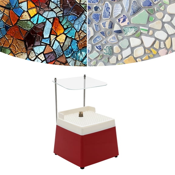 Red Rectangular Stained Glass Grinder 4200RPM Power Stained Glass Grinder Glass Art Grinding 110V 65W 9.8*9.8*9.8in for Glass Processing, Arts and Decoration