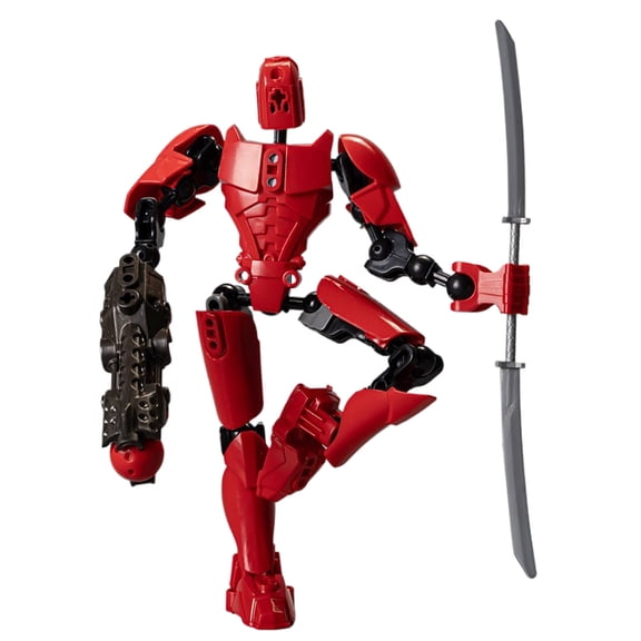 Red Red 13 Joints Movable Robot Figure For Diy Assembly And Stress Relief Play For Collectors