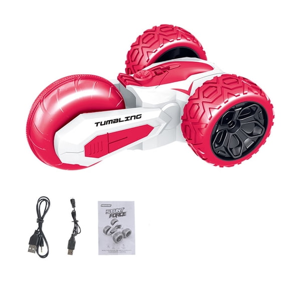 Red Red 2.4G Watch Remote Control Stunt Car 360 Rotation Bounce Off Road Vehicle With Led Light