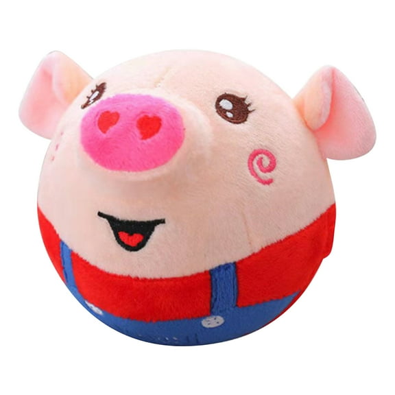 Red Red Cute Jumping Pig Toy With Charging Function 60 Songs Recording And Singing Bounce Ball Interactive Plush Toy