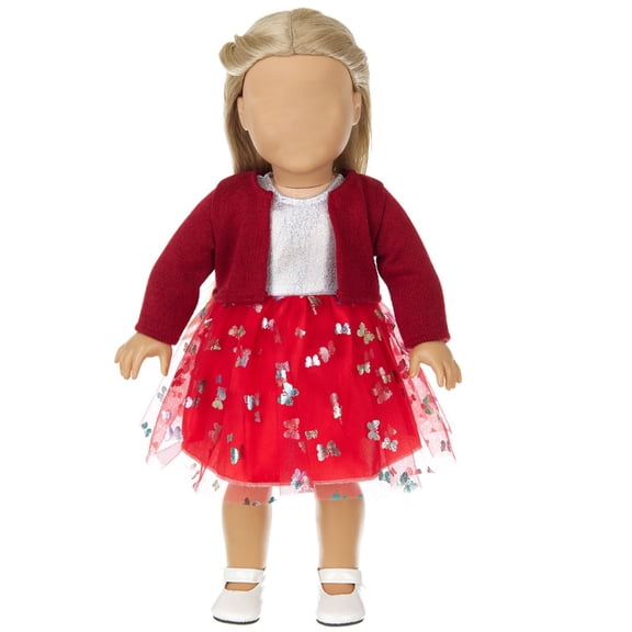 Red Red Doll Outfit Set For 18 Inch Dolls Includes Coat Dress And Headband Winter Clothes