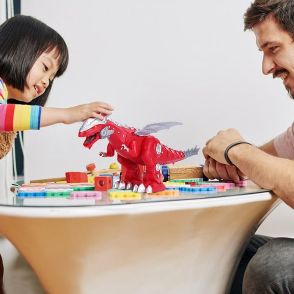 Red Red Electric Dinosaur Toy With Lights Roaring Sound Walking Simulation Rex For Children