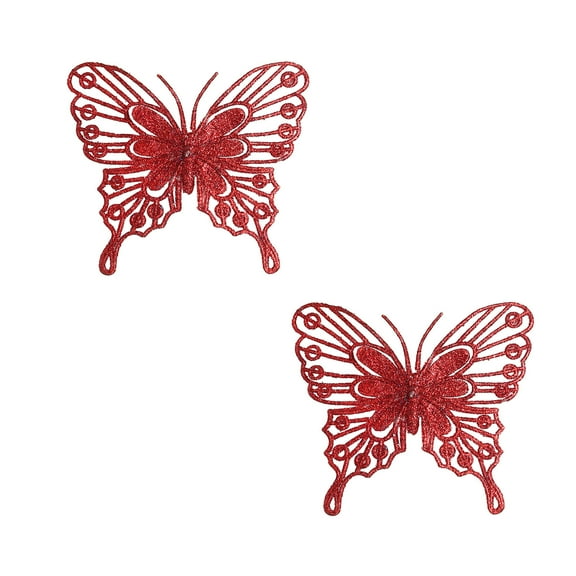 Red Red Hollow Gold Glitter Butterflies For Holiday Decorations Plastic Build For Tree Ornaments Or Wedding Displays