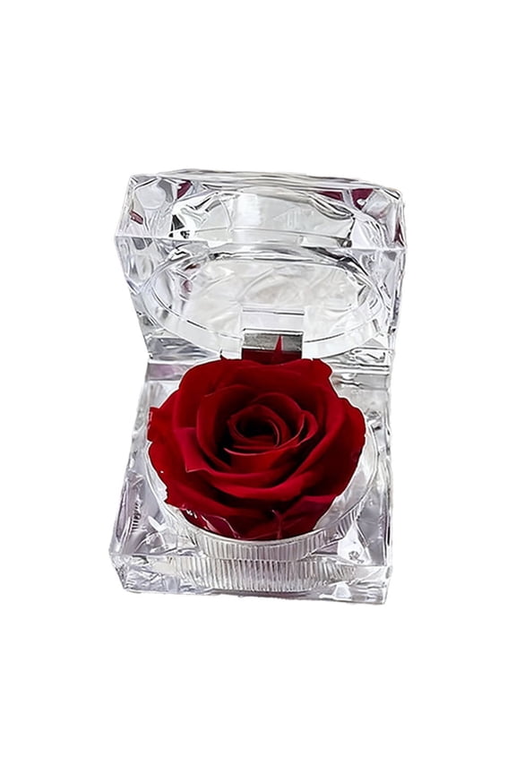 Red Red Transparent Rose Shaped Ring Box Acrylic Jewelry Case For Engagement Wedding Proposal Keepsake