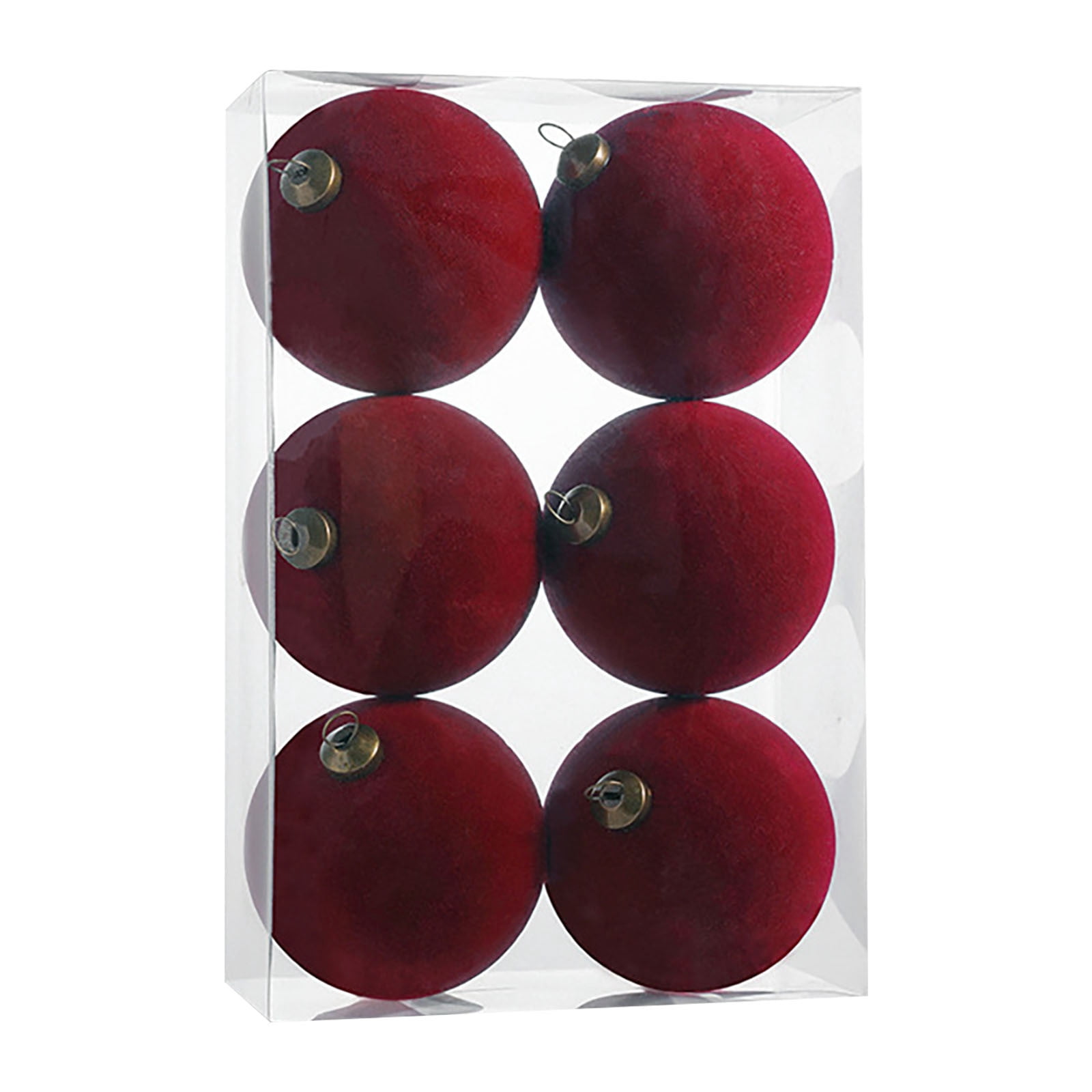 Red Red Velvet Christmas Ball Ornaments Set Of 6 3.15 Inch Tree Decor With Classic Design For First Birthday Party Celebration