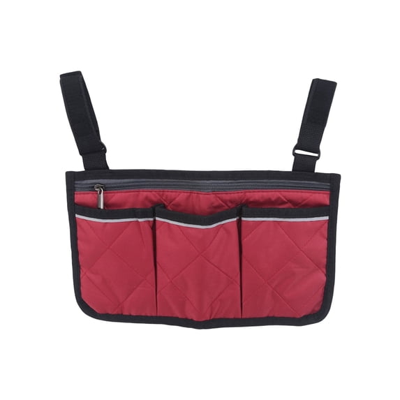 Red Red Wheelchair Armrest Storage Bag Large Capacity For Seniors When Outdoors Side Pouch