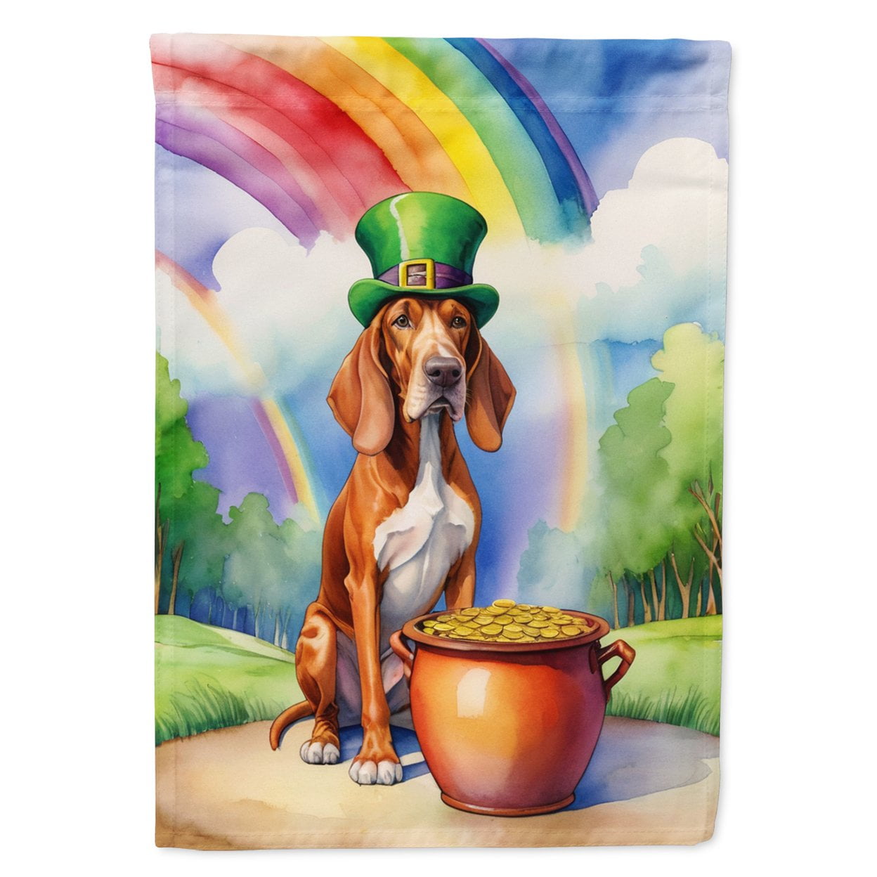Red Redbone Coonhound St Patrick's Day House Flag 28 in x 40 in