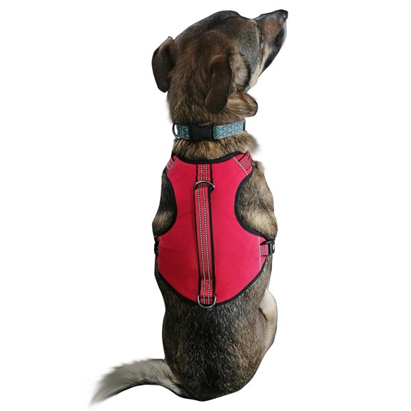 Red Reflective Nylon Dog Harness Adjustable Fully Padded High Visibility 4 Sizes (24 to 35 Inch)