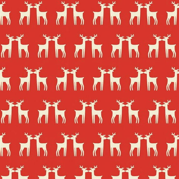 "Red Reindeer fabric, AGF Under the Mistletoe Cozy & Joyful cotton, Sold By The Quarter Yard"