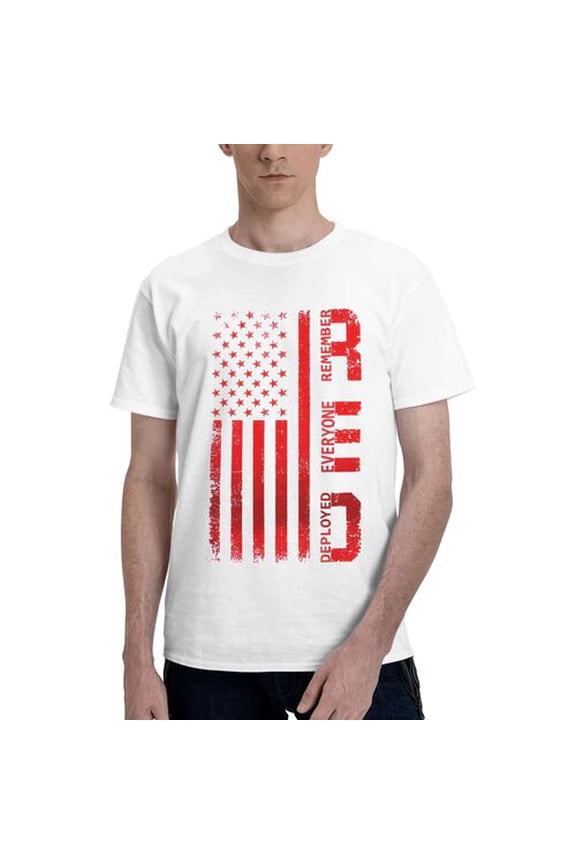 Red Remember Everyone Deployed Shirt, Red Friday T-Shirt, American Flag Us Veteran T Shirt, Red Friday Shirts, Veteran Shirt for Men WHITE-M SIZE