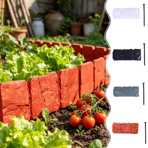 Red Resin Garden Fence - Modular Connectable Picket Fence, Durable Weather-Resistant, Easy to Assemble & Reusable, Barrier for Vegetable Garden, Villa, Lawn, Flower Bed & Courtyard Edging