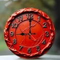 thumbnail image 1 of Red Resin Wall Clock Crackle Finish 10-Inch Silent Wooden Wall Clock, Battery Operated (AA Batteries Not Included), Artistic Home Decor, 1 of 7
