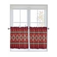 thumbnail image 1 of Red Retro Boho 2 Panel Kitchen Curtains for Small Windows, Vintage Ethnic Tribe Abstract Art Bathroom Tier Curtain, Short Window Treatment for Bedroom/Living Room 55"x24", 1 of 6