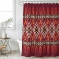 thumbnail image 1 of Red Retro Boho Extra Long Shower Curtain Set, Waterproof Shower Curtains for Bathroom, Vintage Ethnic Tribe Abstract Art Washable Fabric Bath Curtain for Bathtub Decoration with Hooks 72x96 Inches, 1 of 9