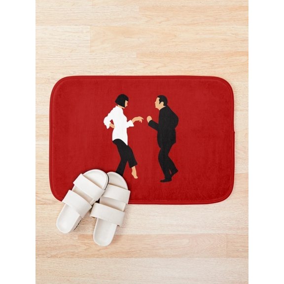 Red Retro Dance Silhouette Bath Mat, Rectangle Floor Mat, 2 Size Options