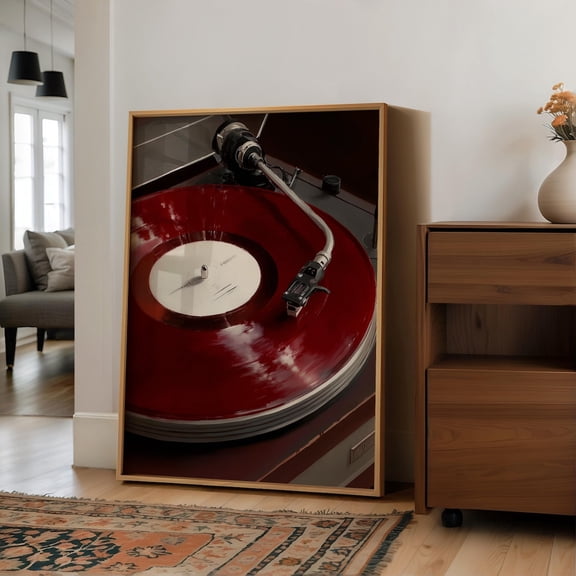 Red Retro Wall Art Burgundy Records Print Maroon Vinyl Poster Retro Decor for Living Room Cool Girl Art