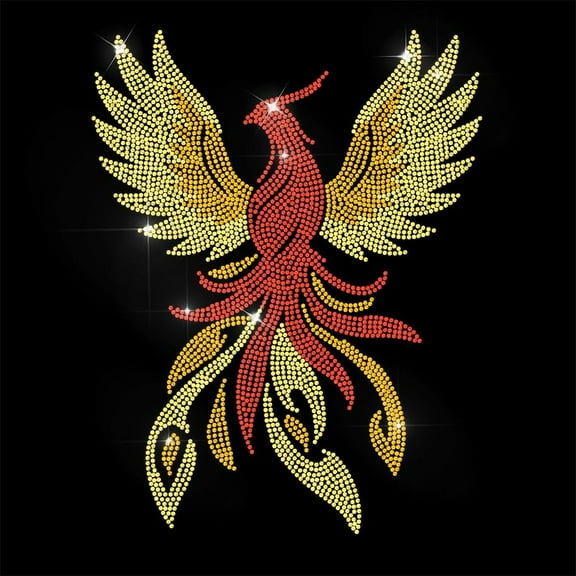 Red Rhinestone Iron on Transfer Phoenix Bling Diamond Hotfix Patches for Clothes 11.6"x8.2" Large Iron On Sequin Applique for Jeans Jacket Caps Bag T-Shirts Shoes DIY Decor